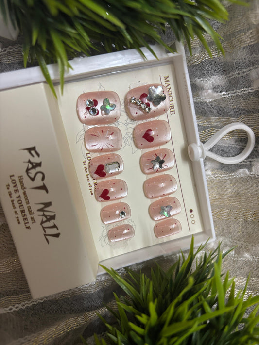 Buy Romantic Blush Charm Press-On Nails Set