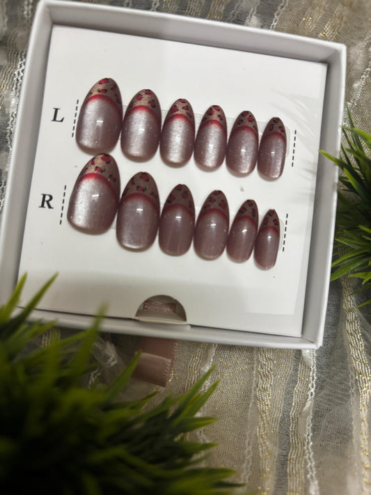 Buy Leopard-Tipped Shimmer Press-On Nails Set