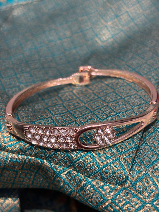 Buy Silver-Plated Floral Stone-Studded Bracelet – Party & Wedding Wear