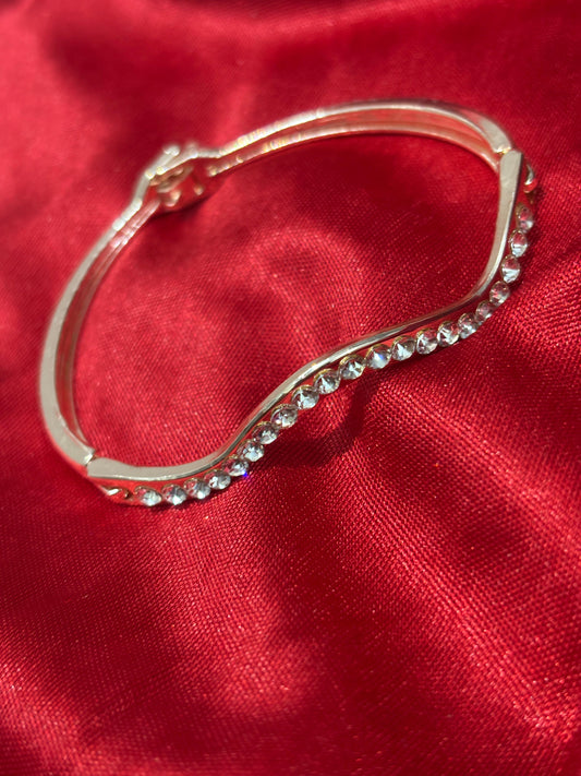 Buy Silver-Plated Wave Design Stone Bracelet – Elegant Party Wear