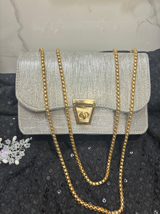 Buy Silver Luxe Metallic Chain Shoulder Bag