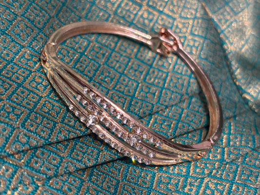 Buy Silver-Plated Triple Line Crystal Bracelet – Elegant Party Wear