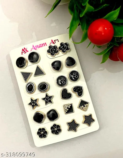 Buy 24 Pair Stylish Stud Earrings Set for Girls & Women – Multi-Design Combo