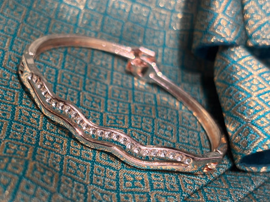 Buy Silver-Plated Dual Wave Stone Bracelet – Elegant Party Wear